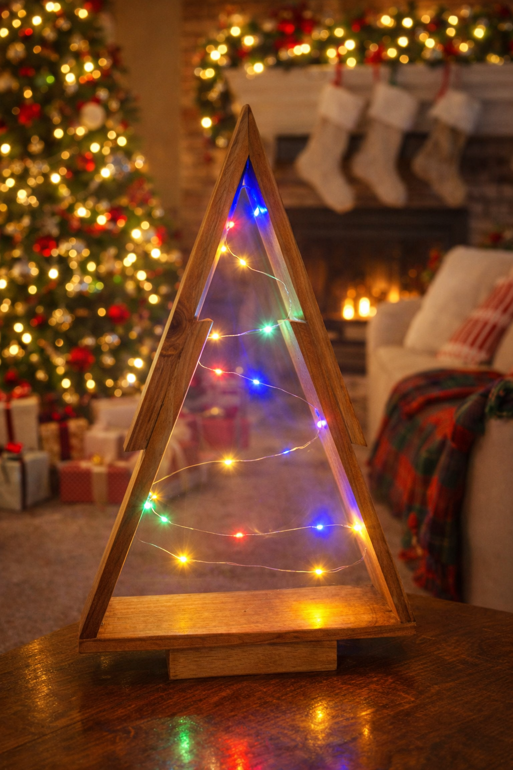 Wooden Christmas Tree with or without Fairy Lights