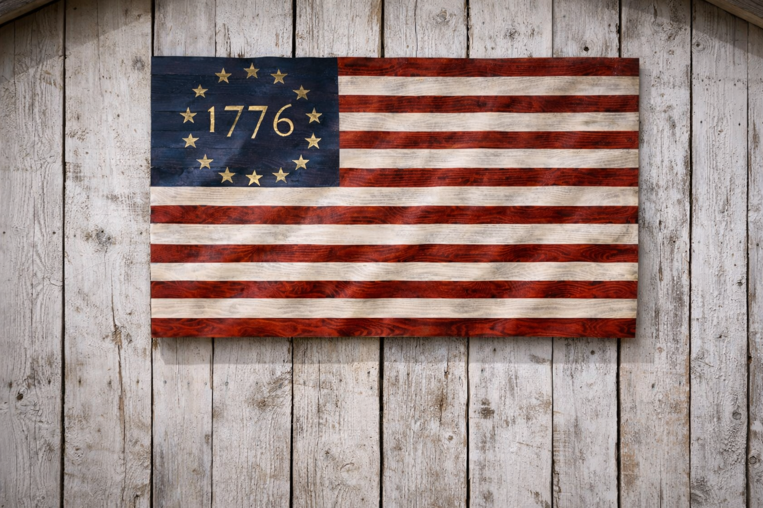 Handcrafted Dimensional Wooden Betsy Ross American Flag