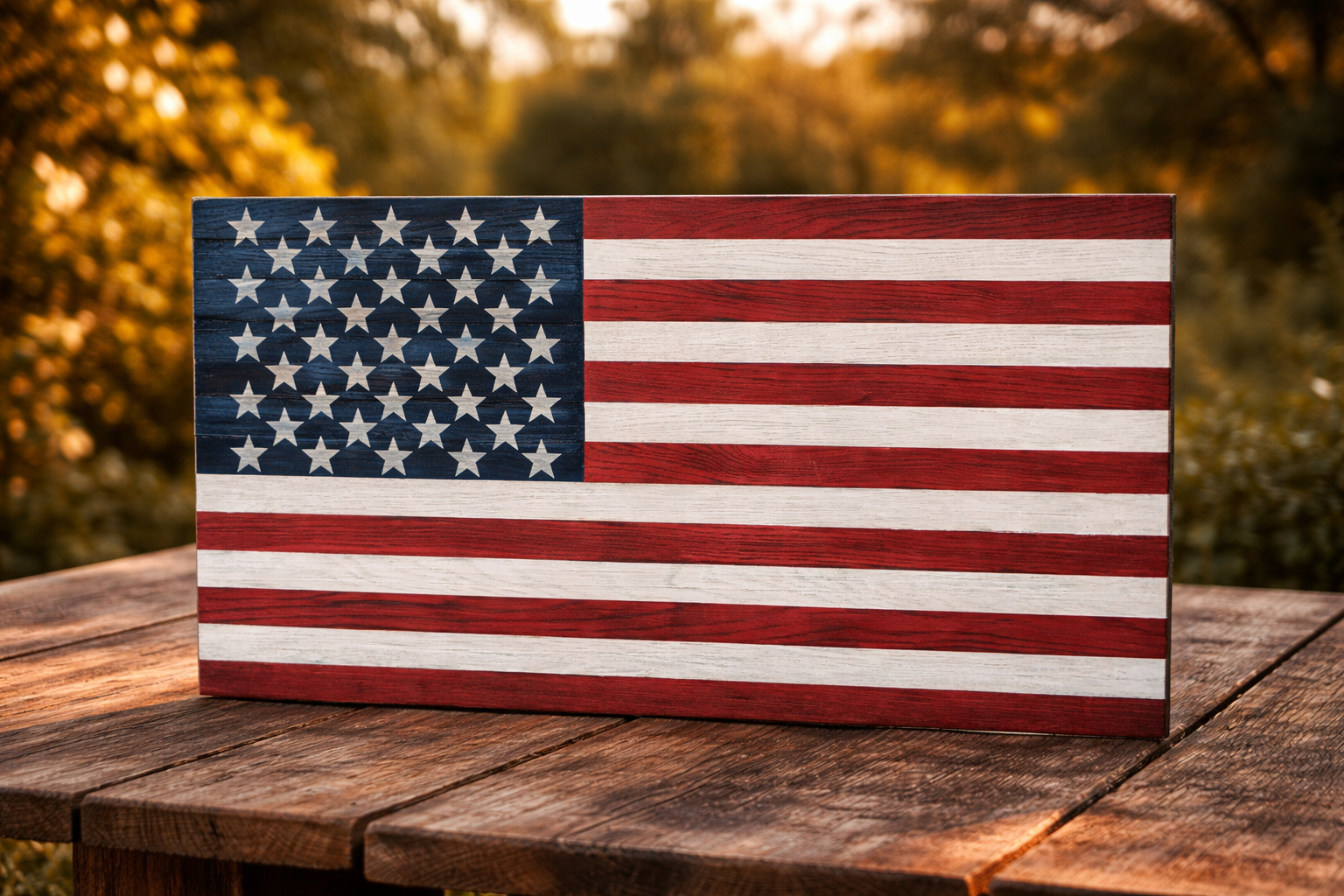 Hand-Crafted Wooden American Flag – Non Dimensional